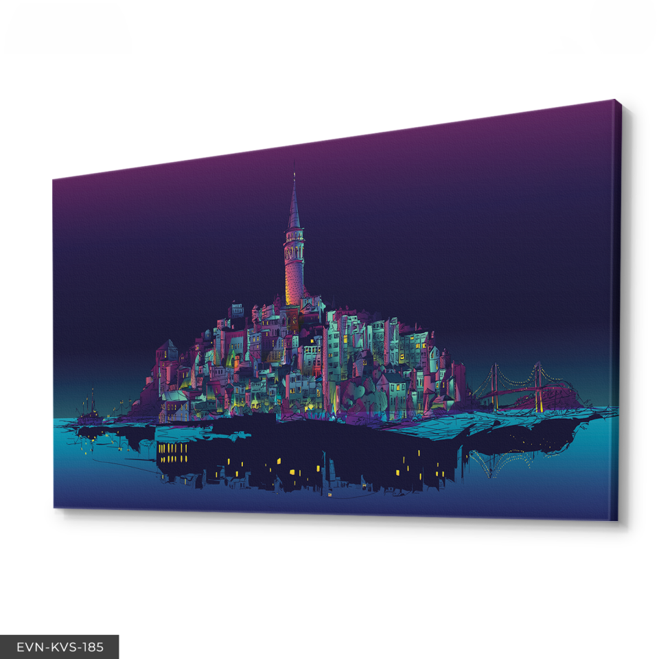 Renkli Istanbul Tek Parça Kanvas Canvas Tablo Tablo