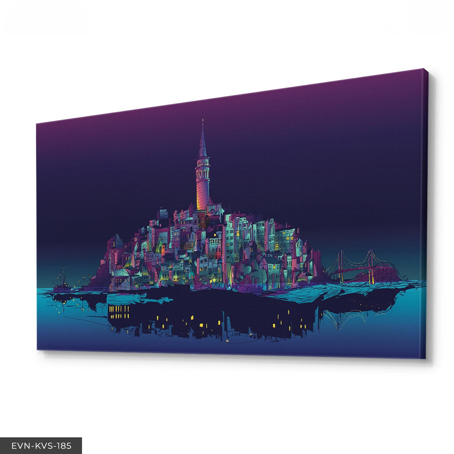 Renkli Istanbul Tek Parça Kanvas Canvas Tablo Tablo 40 x 30 CM - Çok Renkli