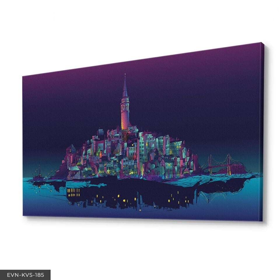 Renkli Istanbul Tek Parça Kanvas Canvas Tablo Tablo