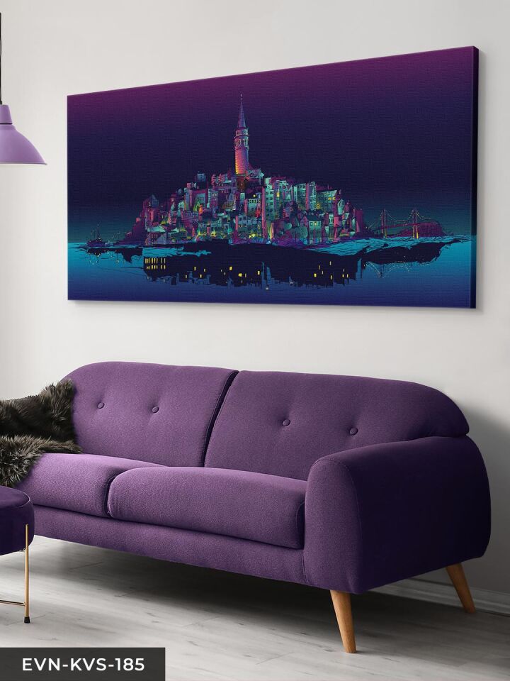 Renkli Istanbul Tek Parça Kanvas Canvas Tablo Tablo 40 x 30 CM - Çok Renkli