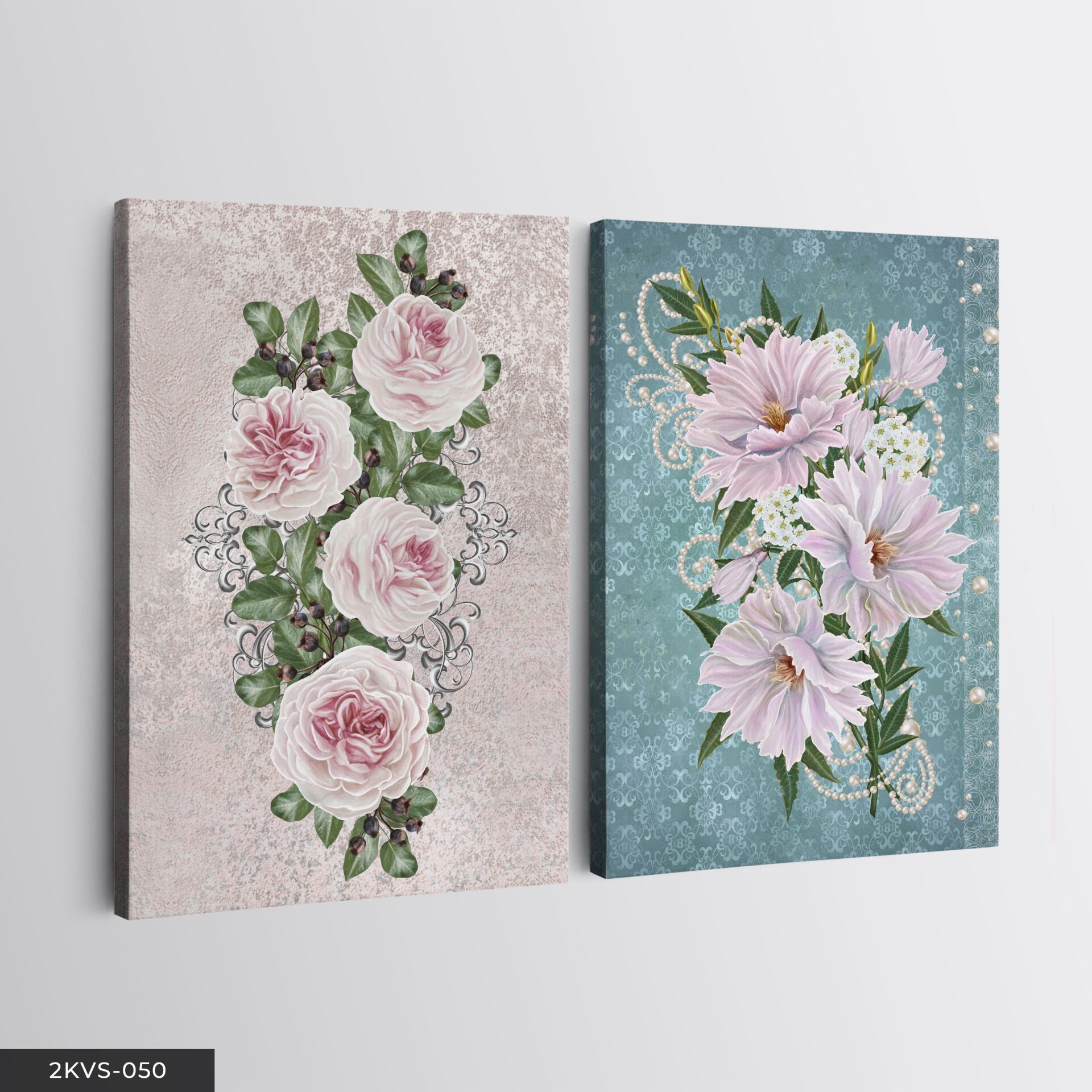 Çiçekler 2 Parça Kanvas - Canvas Tablo