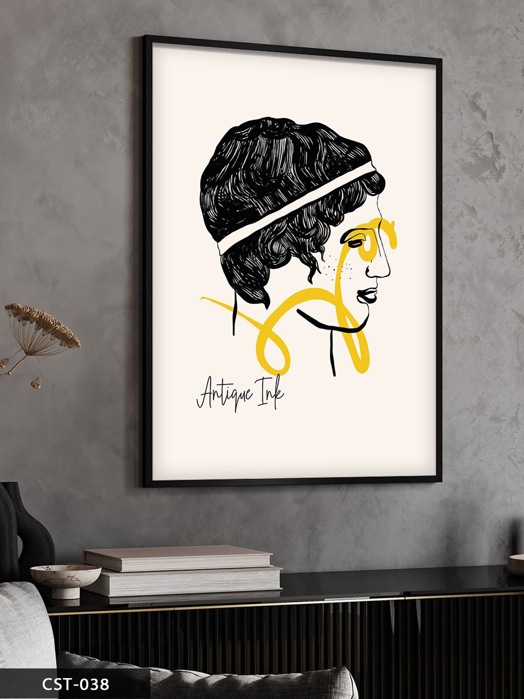 Antique Ink Sanatsal Art Tek Parça Ahşap Çerçeveli Tablo Siyah - 50 x 70 CM
