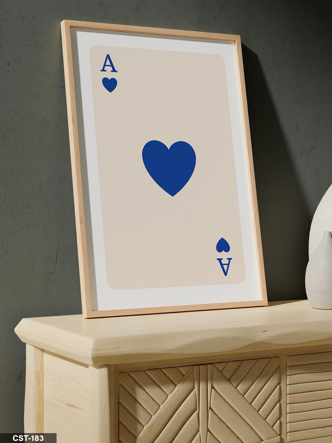 Şans Kartı - Lacivert Tek Parça Ahşap Çerçeveli Tablo Naturel - 20 x 30 CM