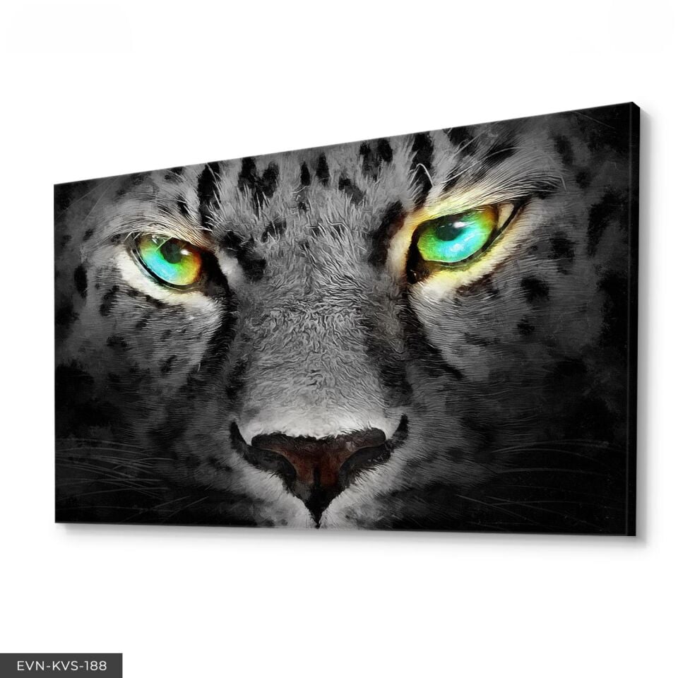 Renkli Gözlü Kaplan Tek Parça Kanvas Canvas Tablo Tablo 140 x 90 CM - Çok Renkli