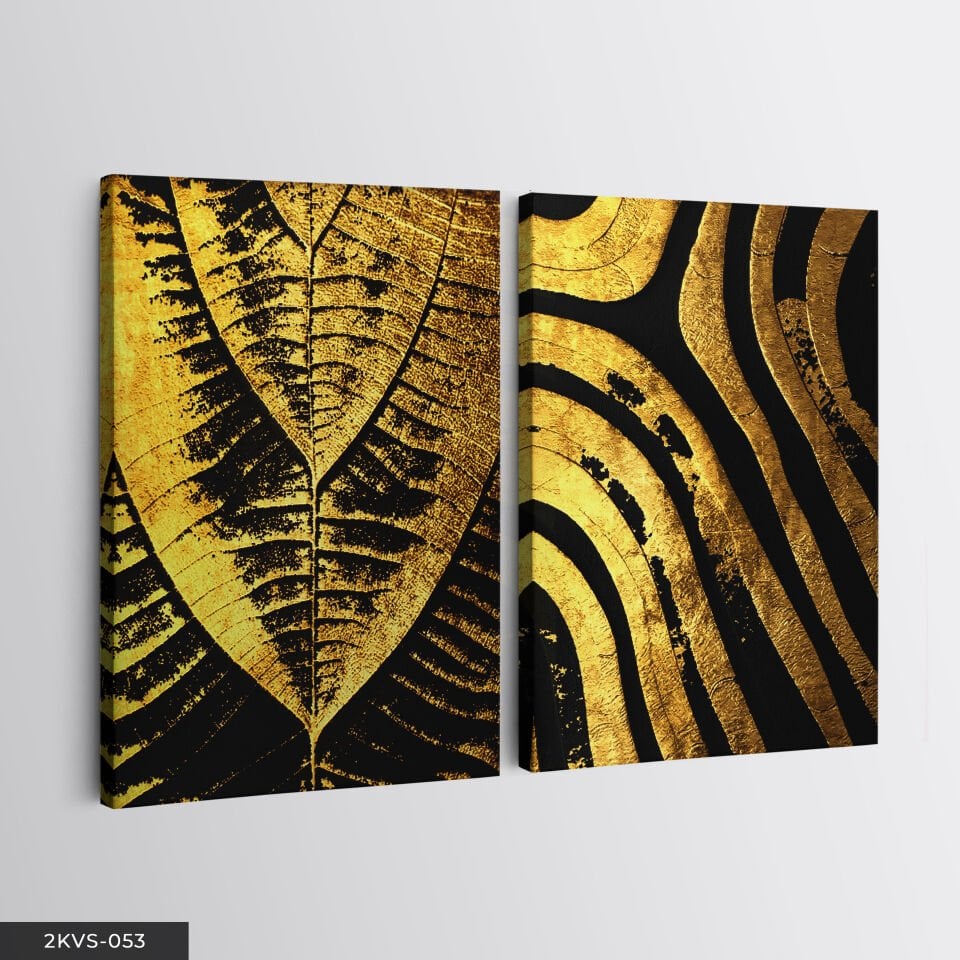 Gold Yaprak 2 Parça Kanvas Tablo 45x65 cm