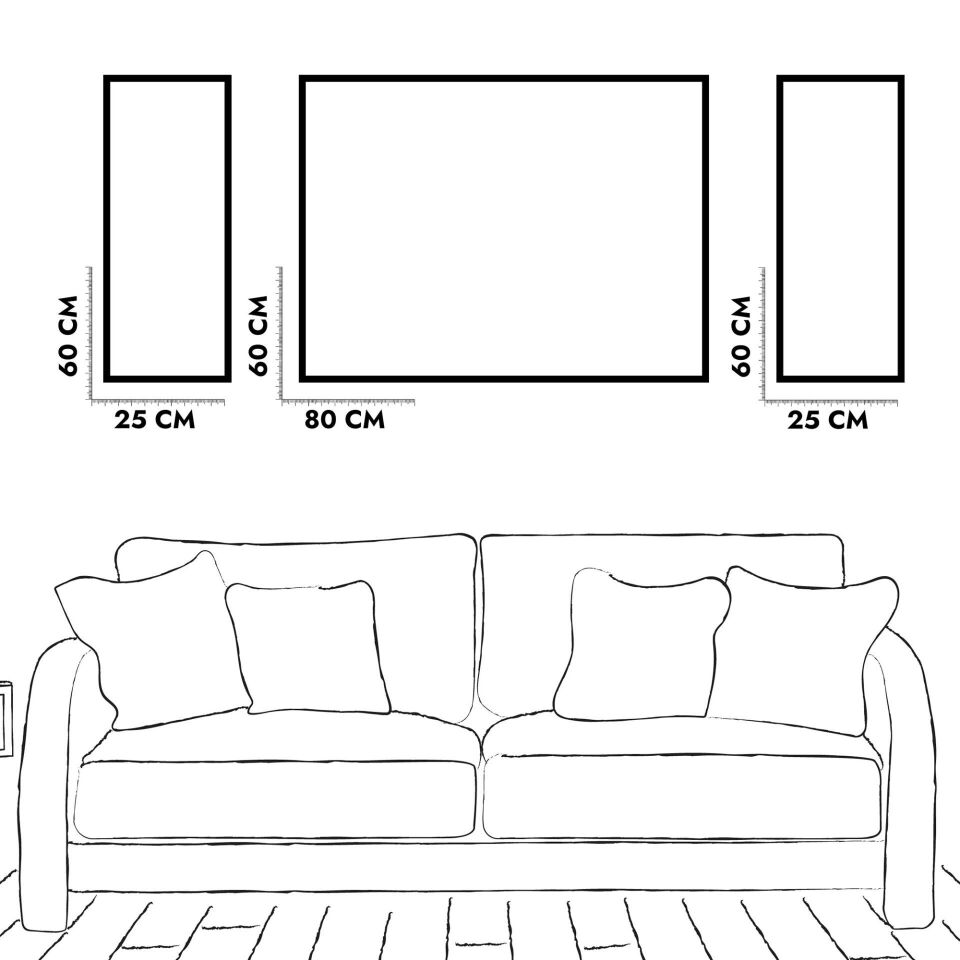 Gold Yapraklı Beyaz Güller Yan Dekorlu 3 Parça Pleksi Tablo DKRPLK 130 x 25 CM - Gold