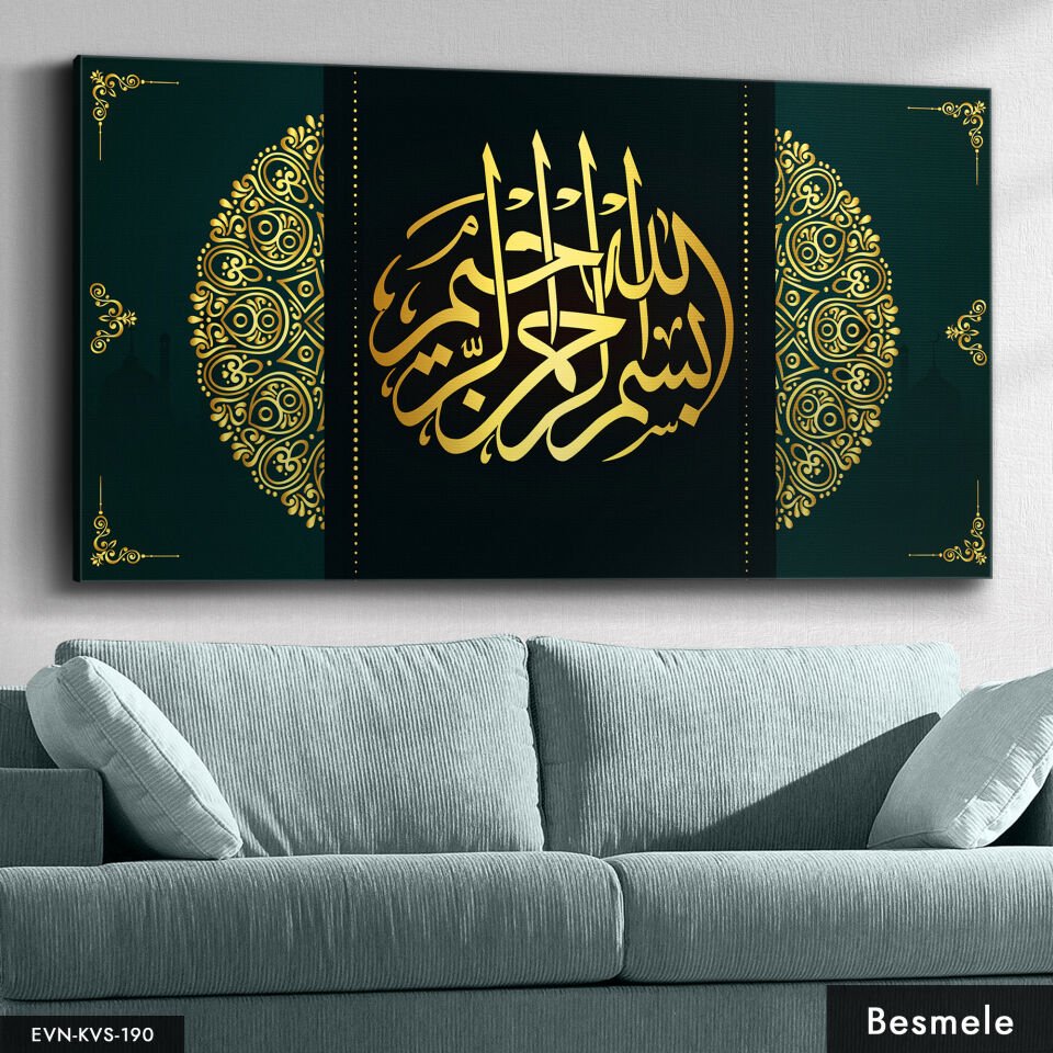 Besmele Tek Parça Kanvas Canvas Tablo Tablo