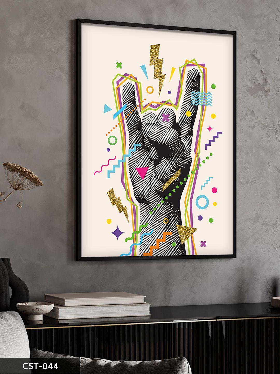 Rock Tek Parça Ahşap Çerçeveli Tablo Siyah - 50 x 70 CM