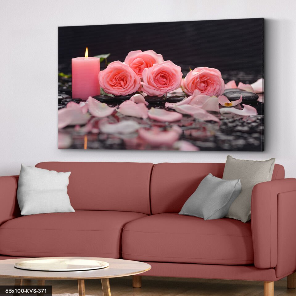 Gül Ve Mum Kanvas - Canvas Tablo