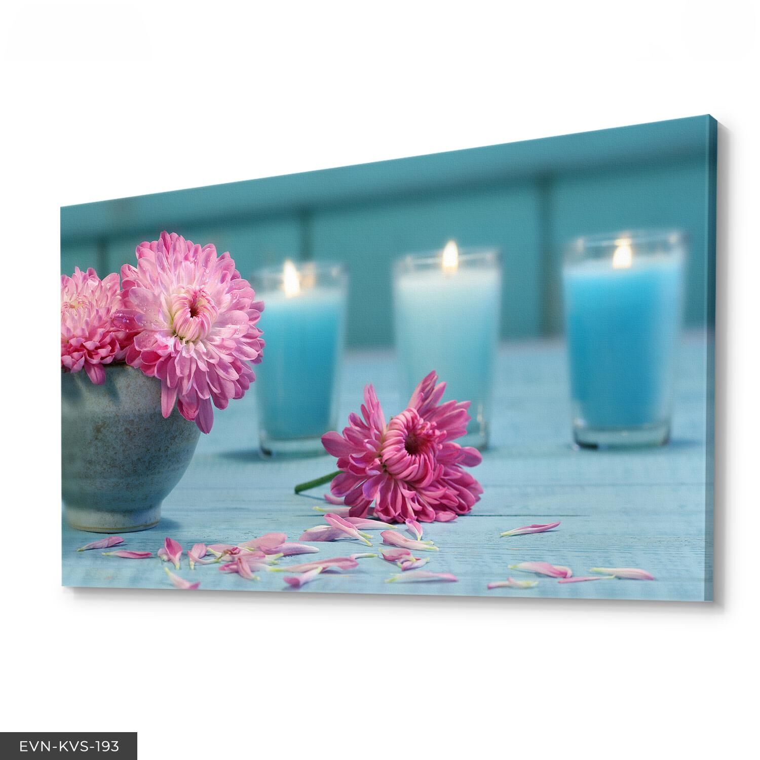 Mum Ve Çiçek Tek Parça Kanvas Canvas Tablo Tablo 40 x 30 CM - Çok Renkli