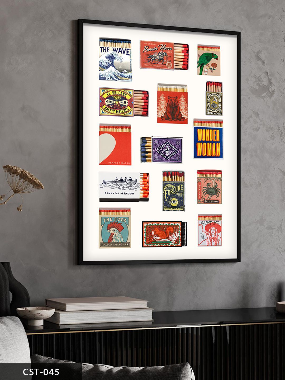 Kibritler Tek Parça Ahşap Çerçeveli Tablo Siyah - 50 x 70 CM