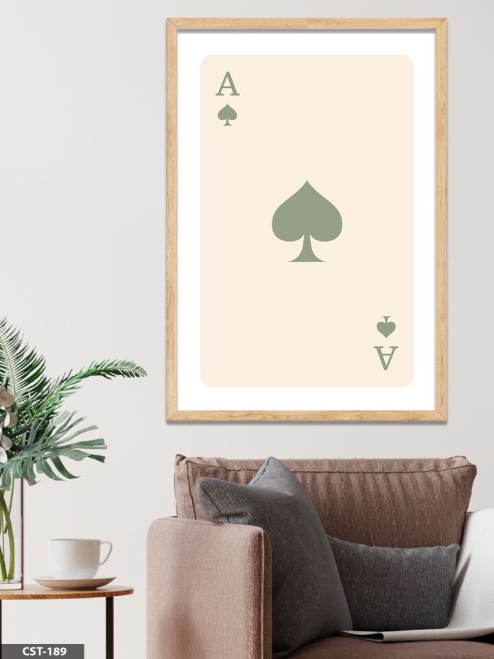 Krem rengi kupa ası Tek Parça Ahşap Çerçeveli Tablo Naturel - 20 x 30 CM