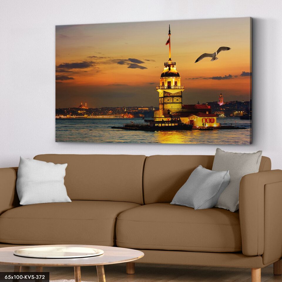 Kız Kulesi Kanvas - Canvas Tablo 40 x 30 CM - Çok Renkli