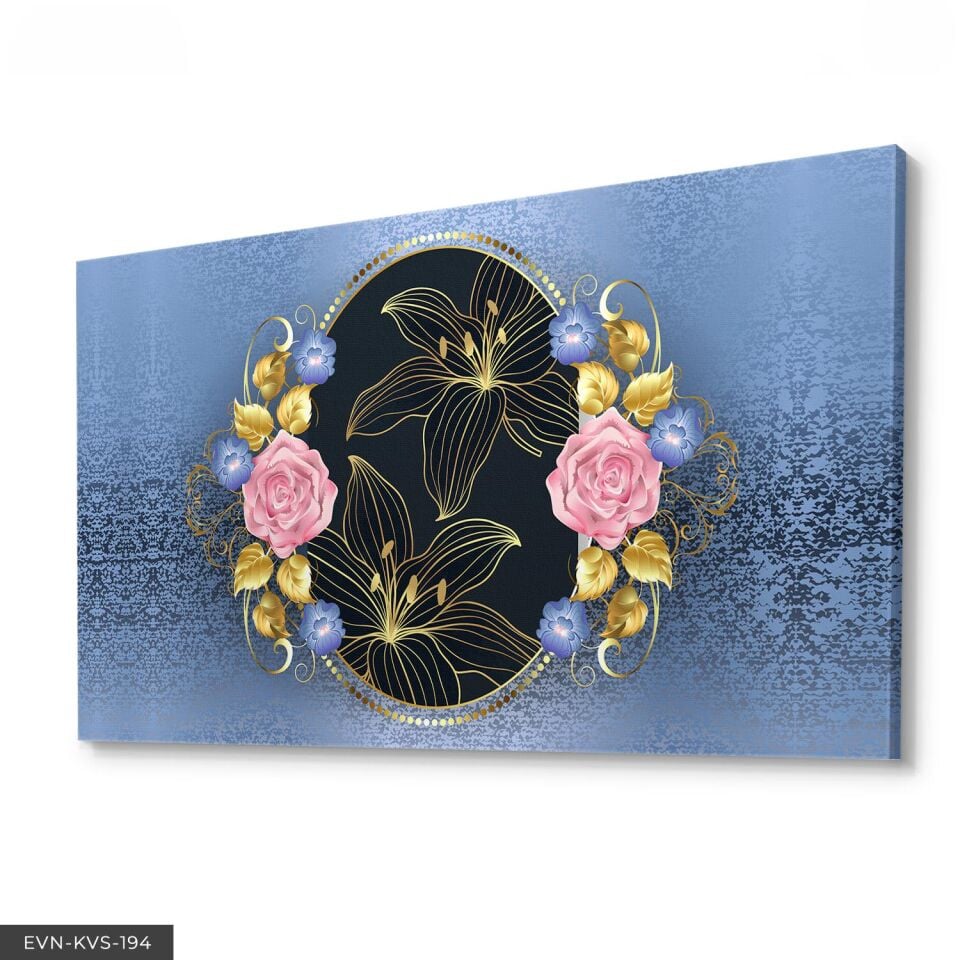 Gold Çerçeve Çiçek Tek Parça Kanvas Canvas Tablo Tablo