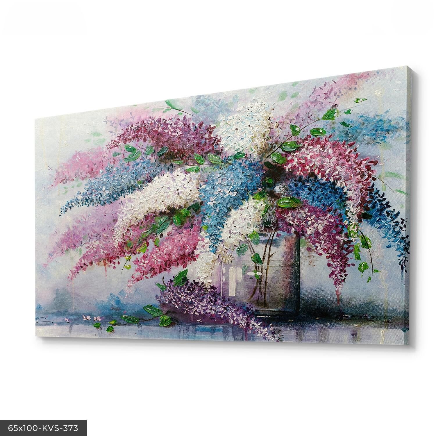 Leylak Buketi Kanvas - Canvas Tablo 40 x 30 CM - Çok Renkli