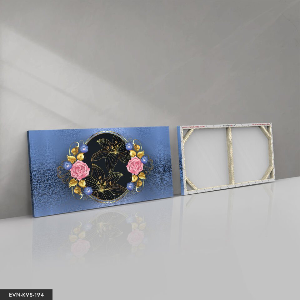 Gold Çerçeve Çiçek Tek Parça Kanvas Canvas Tablo Tablo