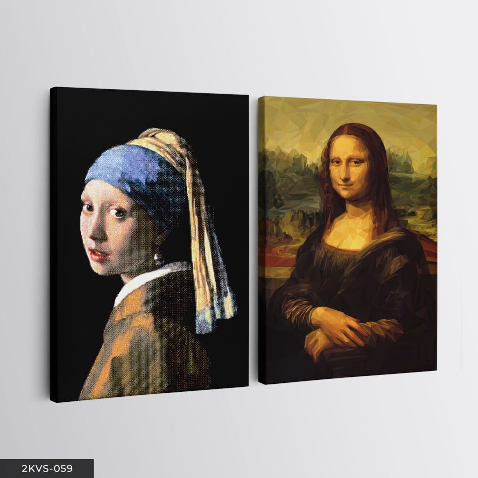 Inci Küpeli Kız Mona Lisa 2 Parça Kanvas - Canvas Tablo