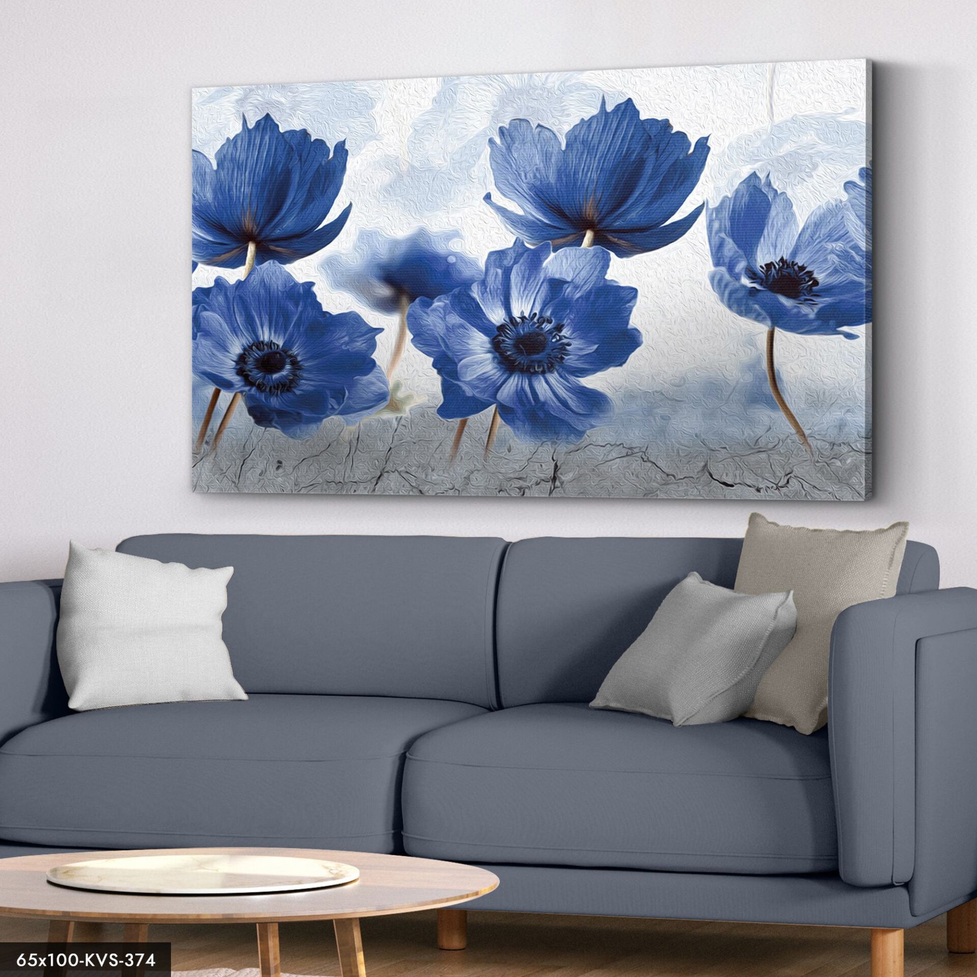 Mavi Çiçek Kanvas - Canvas Tablo 40 x 30 CM - Çok Renkli