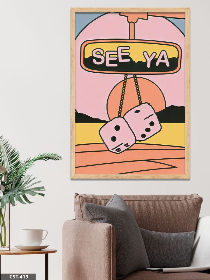 See Ya Tek Parça Ahşap Çerçeveli Tablo Naturel - 50 x 70 CM