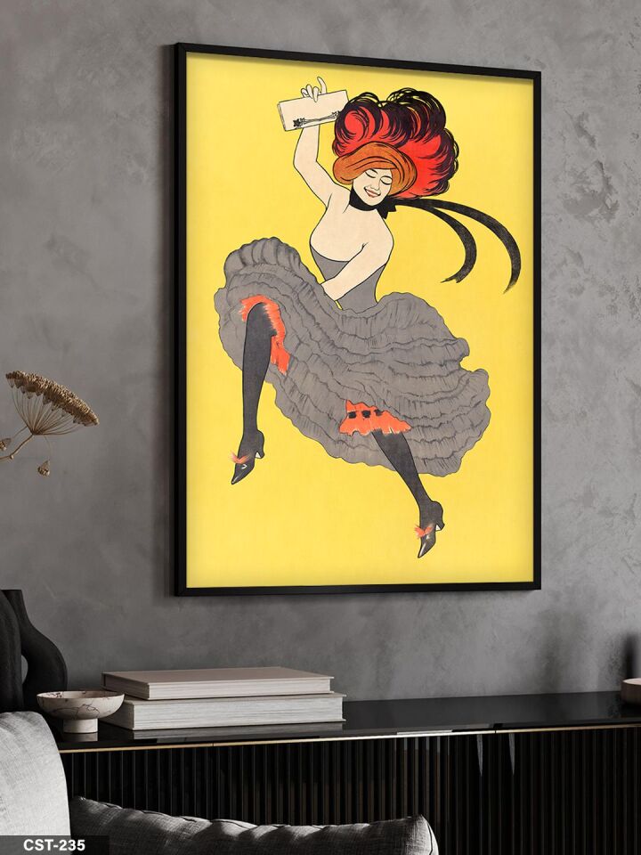 Dansçı Kadın Tek Parça Ahşap Çerçeveli Tablo Siyah - 30 x 40 CM