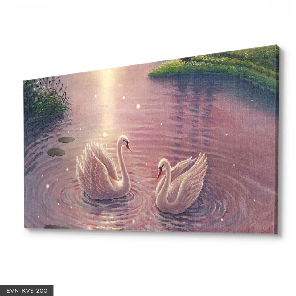 Kuğu Gölü Tek Parça Kanvas Canvas Tablo Tablo 140 x 90 CM - Çok Renkli