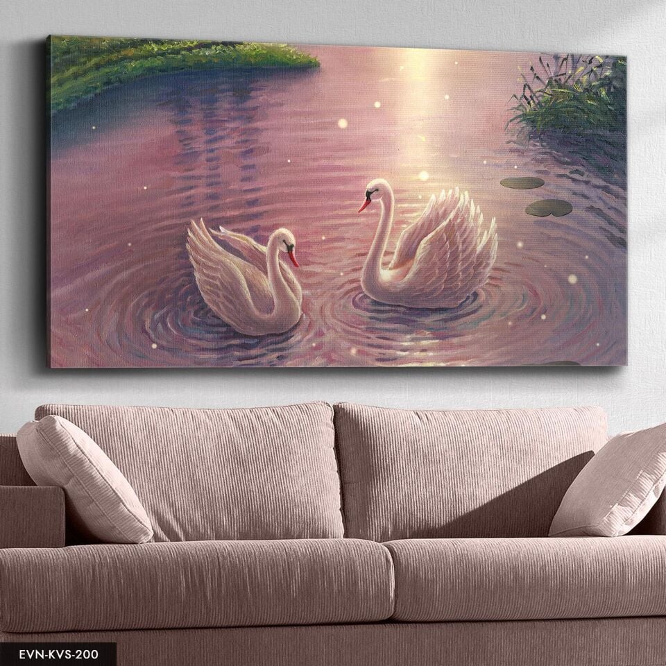 Kuğu Gölü Tek Parça Kanvas Canvas Tablo Tablo 40 x 30 CM - Çok Renkli