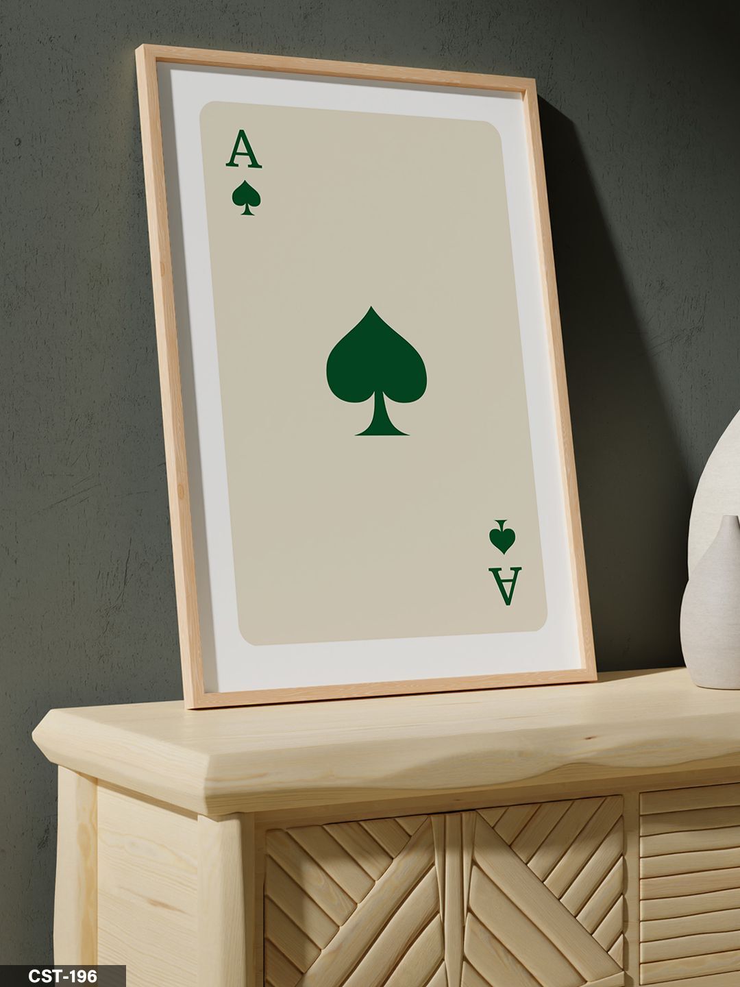 Krem rengi kupa ası Tek Parça Ahşap Çerçeveli Tablo Naturel - 20 x 30 CM