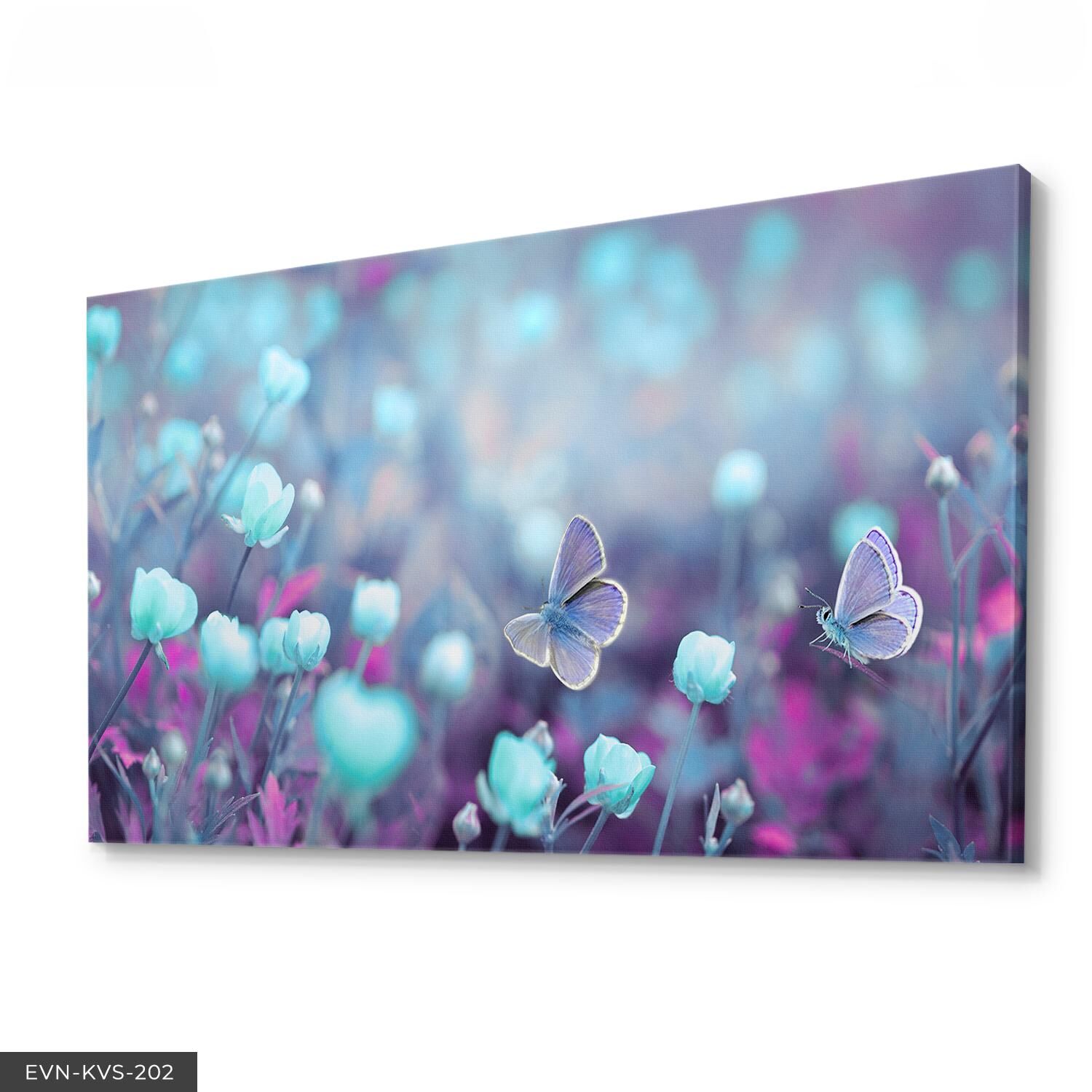 Kelebek Çiçek Tek Parça Kanvas Canvas Tablo Tablo 40 x 30 CM - Çok Renkli