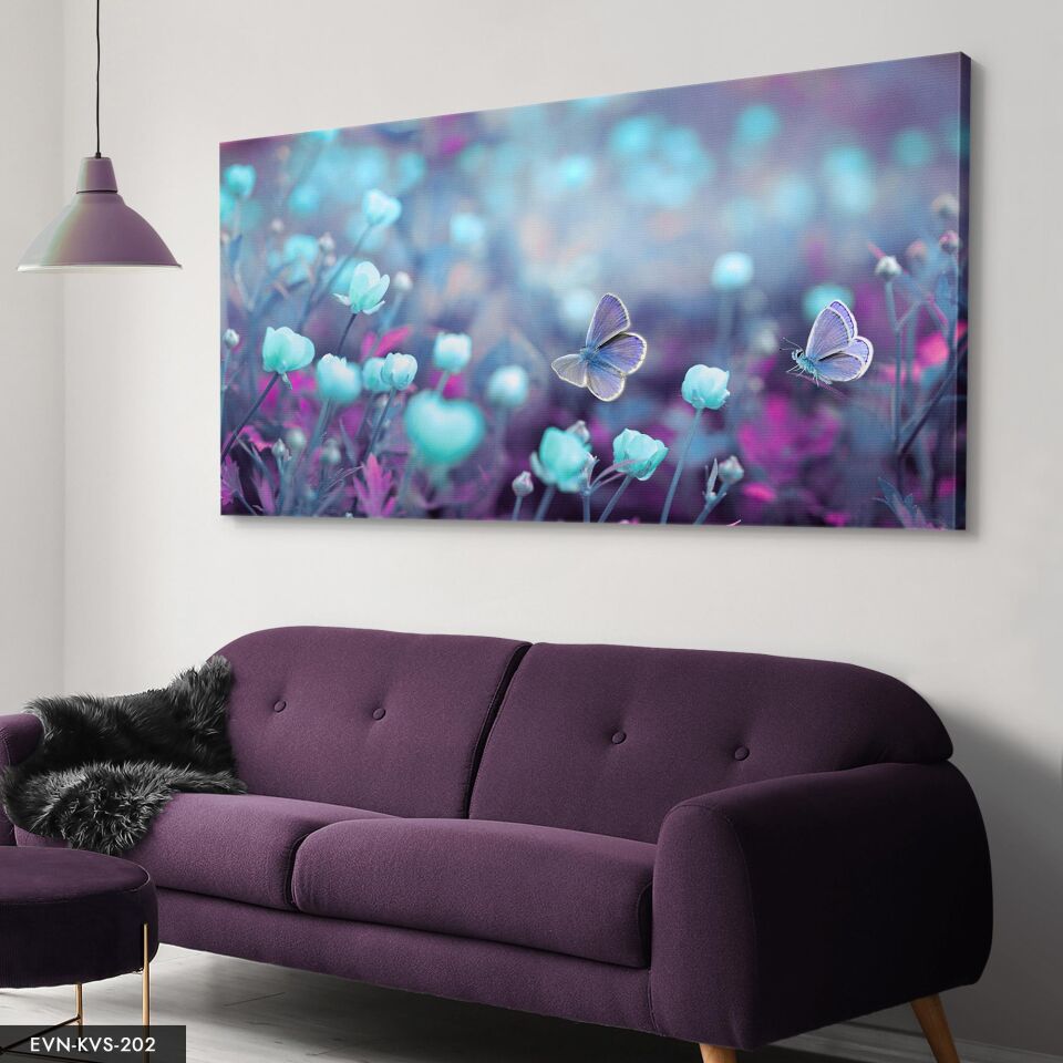 Kelebek Çiçek Tek Parça Kanvas Canvas Tablo Tablo 40 x 30 CM - Çok Renkli