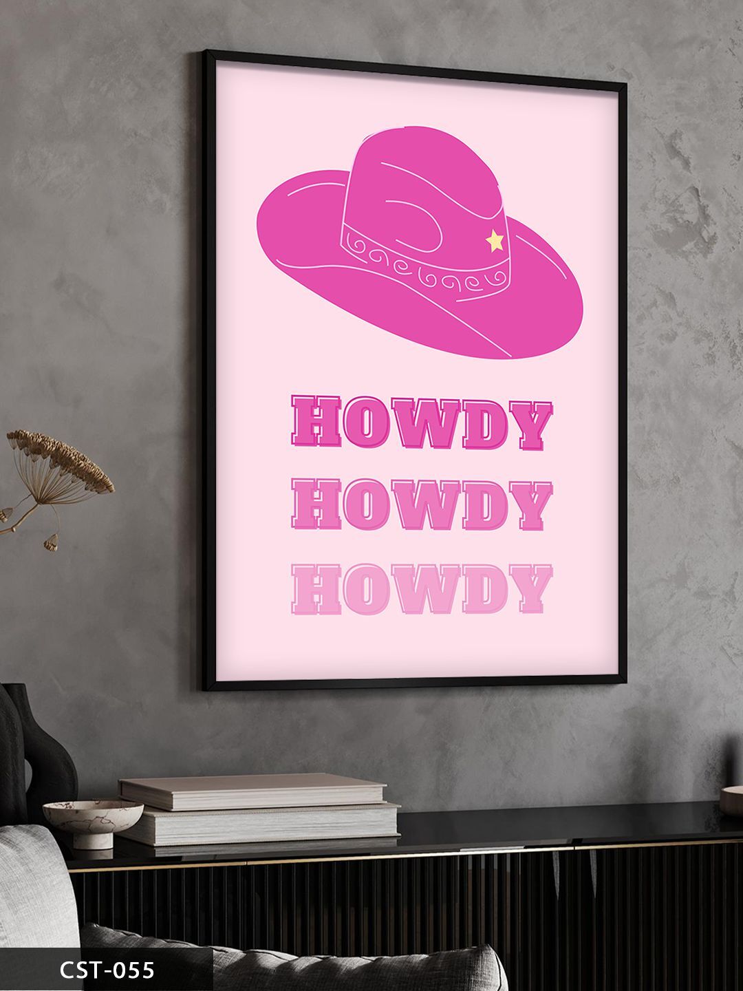 Howdy Tek Parça Ahşap Çerçeveli Tablo Siyah - 50 x 70 CM