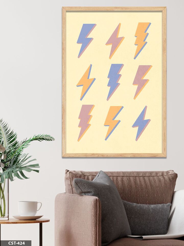 Fırtına Simgesi Tek Parça Ahşap Çerçeveli Tablo Naturel - 50 x 70 CM