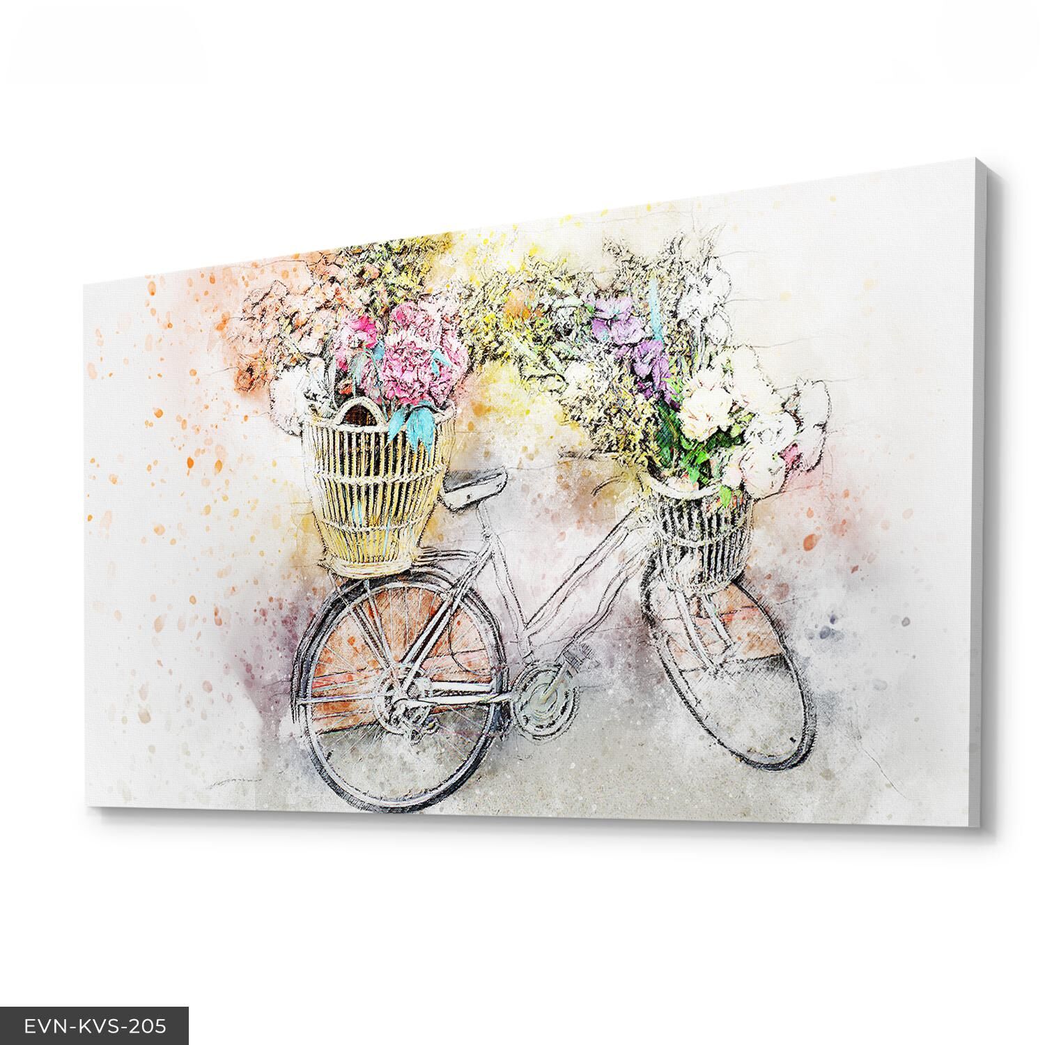 Çizim Bisiklet Tek Parça Kanvas Canvas Tablo Tablo 40 x 30 CM - Çok Renkli