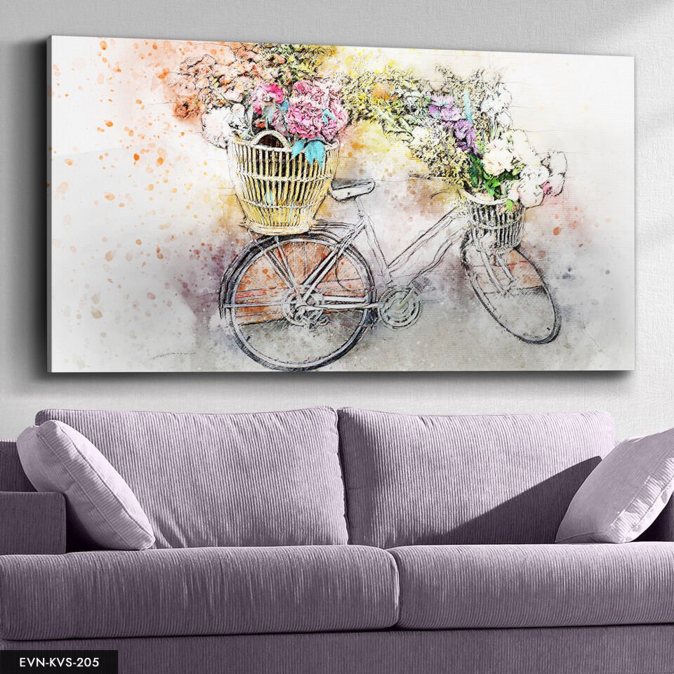 Çizim Bisiklet Tek Parça Kanvas Canvas Tablo Tablo