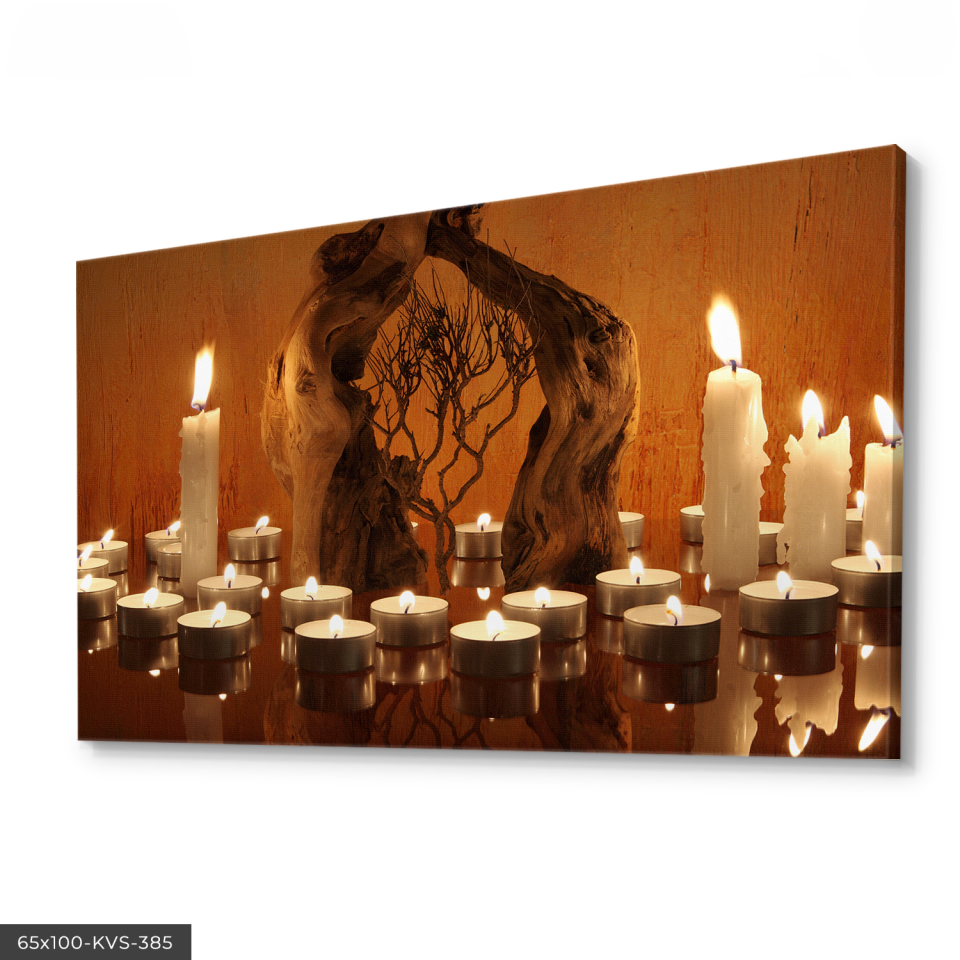 Ağaç Gövdesi Mumlar Kanvas - Canvas Tablo