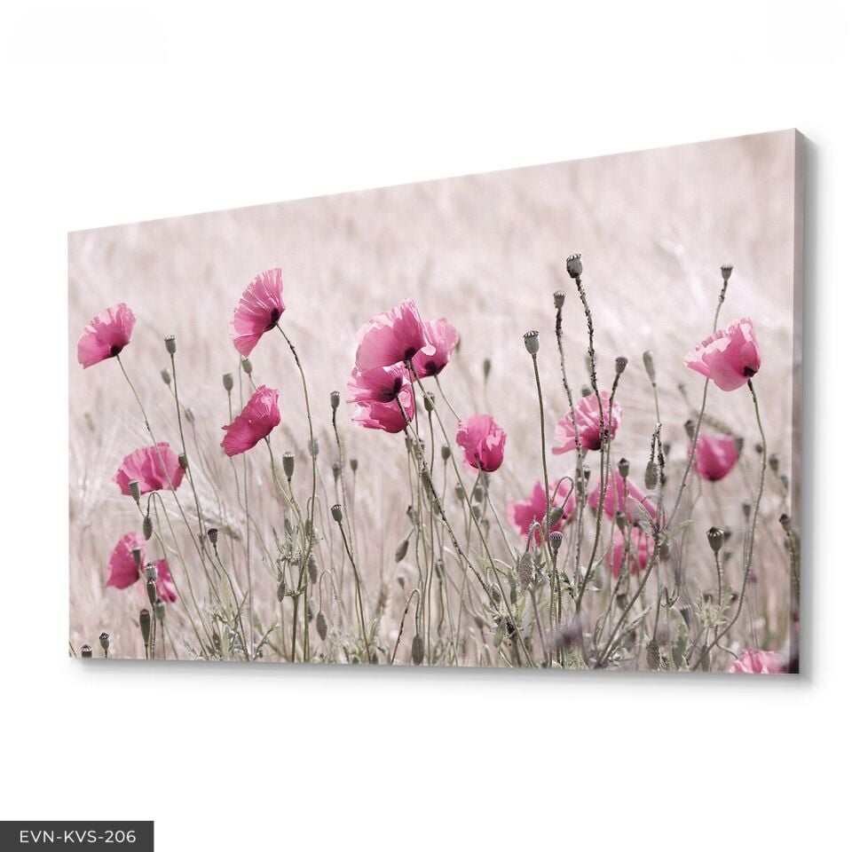 Haşhaş Tarlası Kanvas Canvas Tablo 140 x 90 CM - Çok Renkli