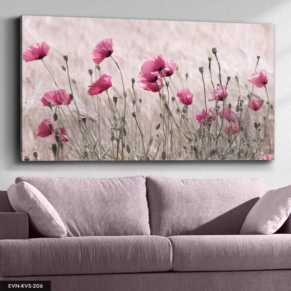 Haşhaş Tarlası Kanvas Canvas Tablo 40 x 30 CM - Çok Renkli