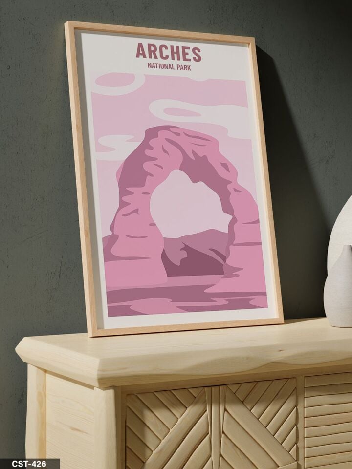 Arches National Park Tek Parça Ahşap Çerçeveli Tablo Naturel - 50 x 70 CM