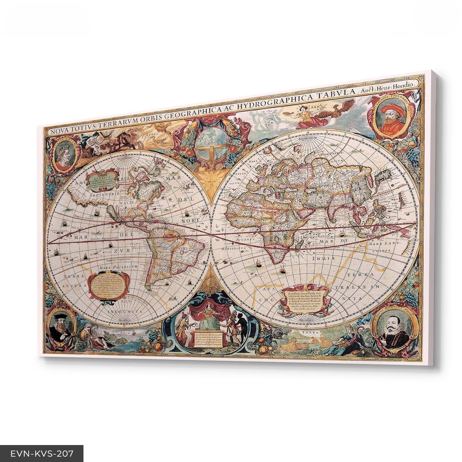 Dünya Haritası Tek Parça Kanvas Canvas Tablo Tablo 40 x 30 CM - Çok Renkli