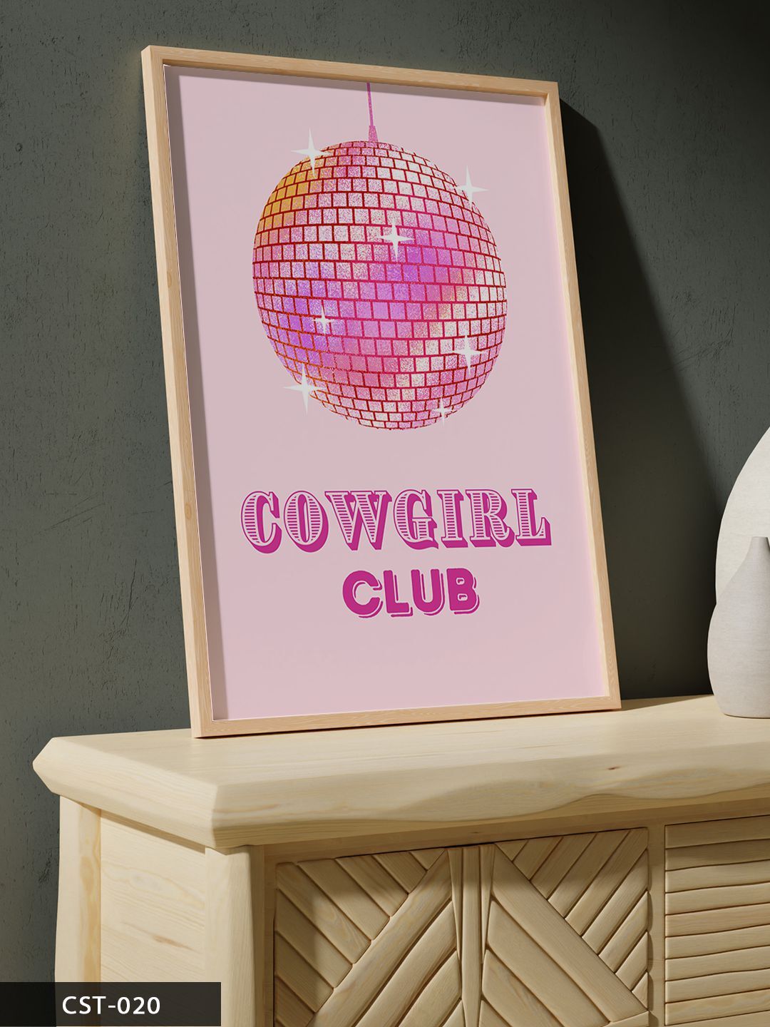 Cowgirl Club Tek Parça Ahşap Çerçeveli Tablo Naturel - 40 x 60 CM
