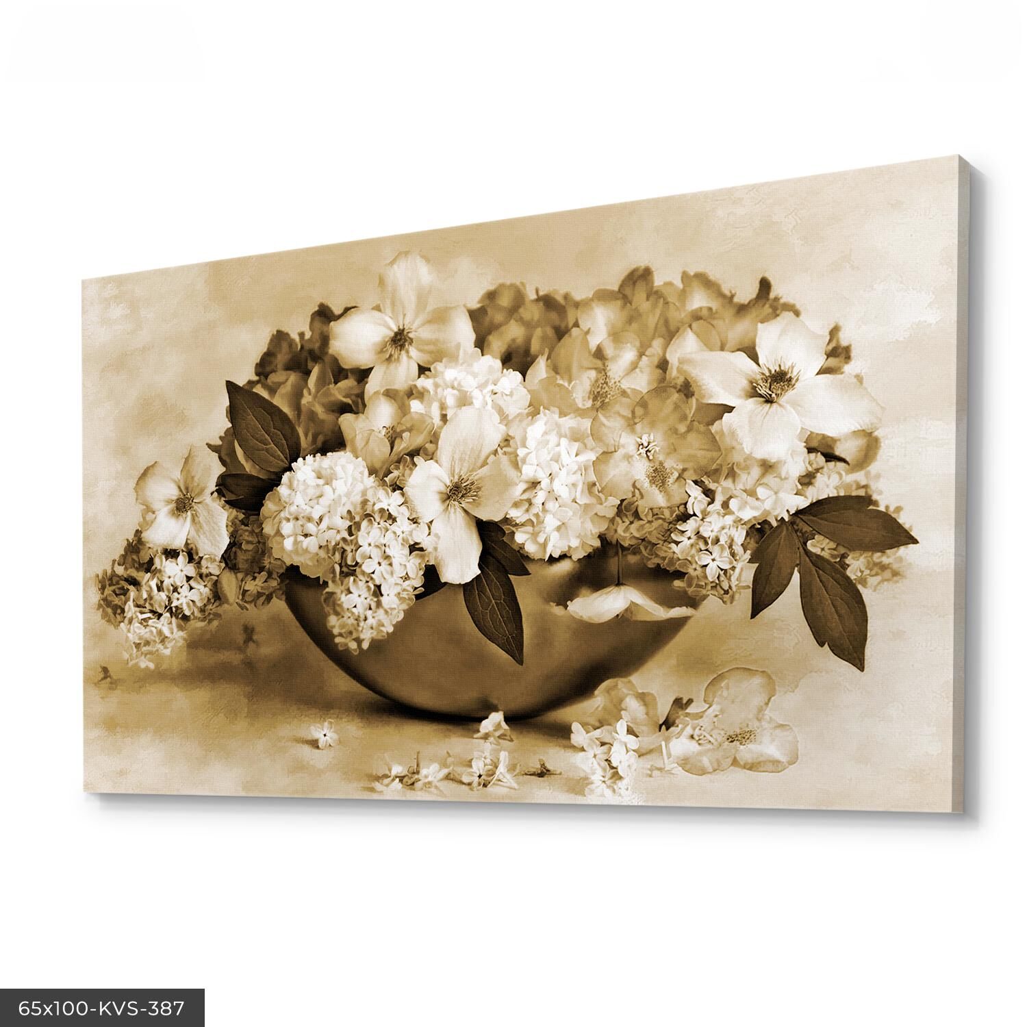 Vintage Çiçek Kanvas - Canvas Tablo 40 x 30 CM - Çok Renkli