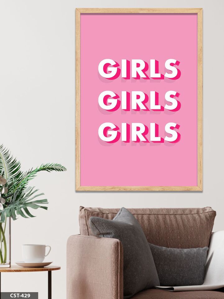 Girls Tek Parça Ahşap Çerçeveli Tablo Naturel - 50 x 70 CM