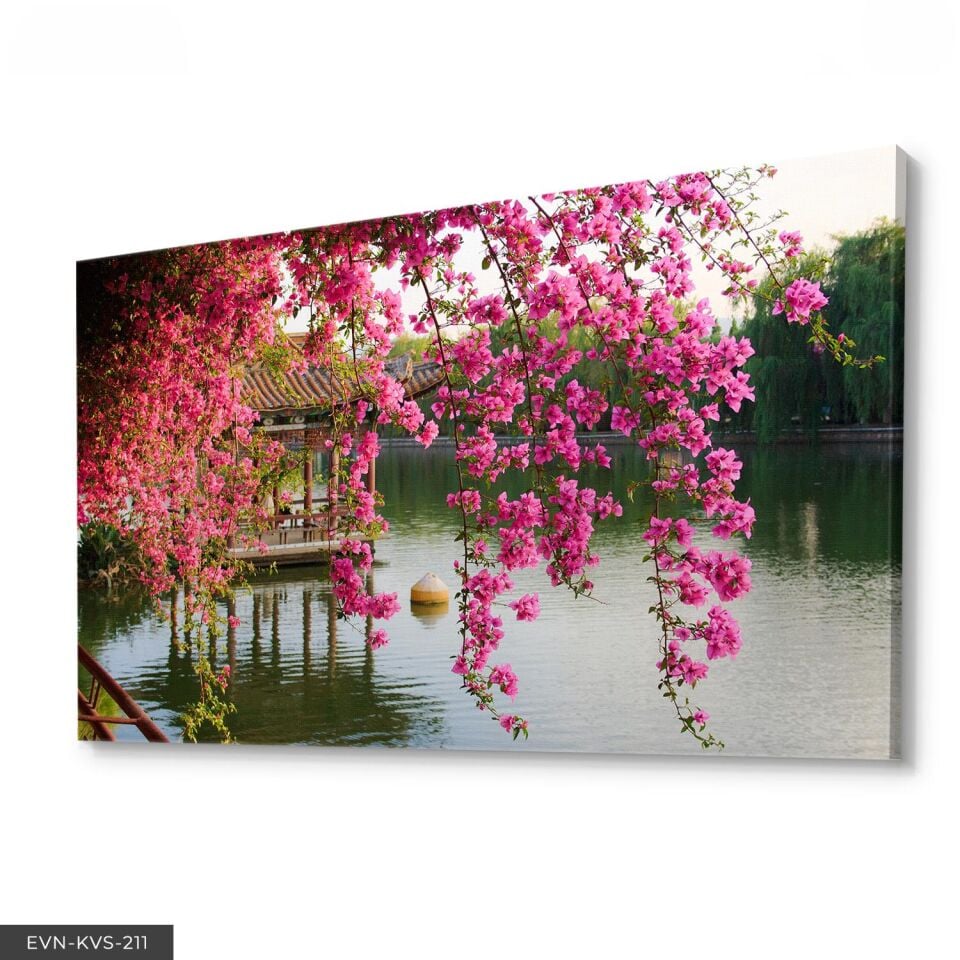 Dere Kenarı Tek Parça Kanvas Canvas Tablo Tablo 140 x 90 CM - Çok Renkli