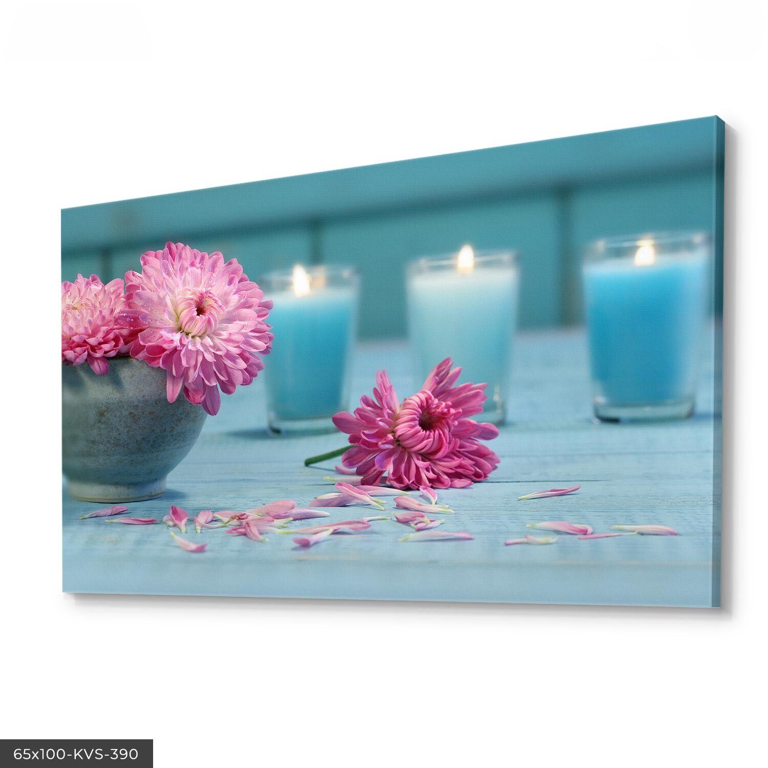 Çiçek Mum Kanvas - Canvas Tablo 40 x 30 CM - Çok Renkli