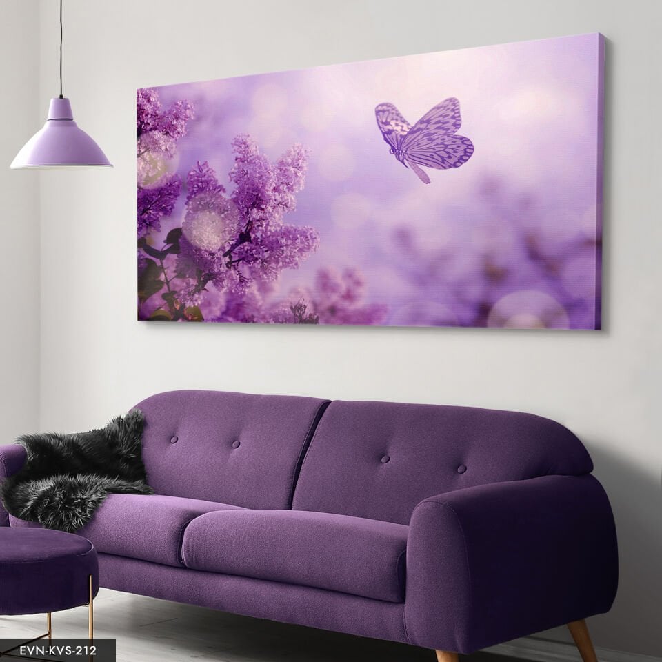 Mor Kelebek Kanvas Tablo