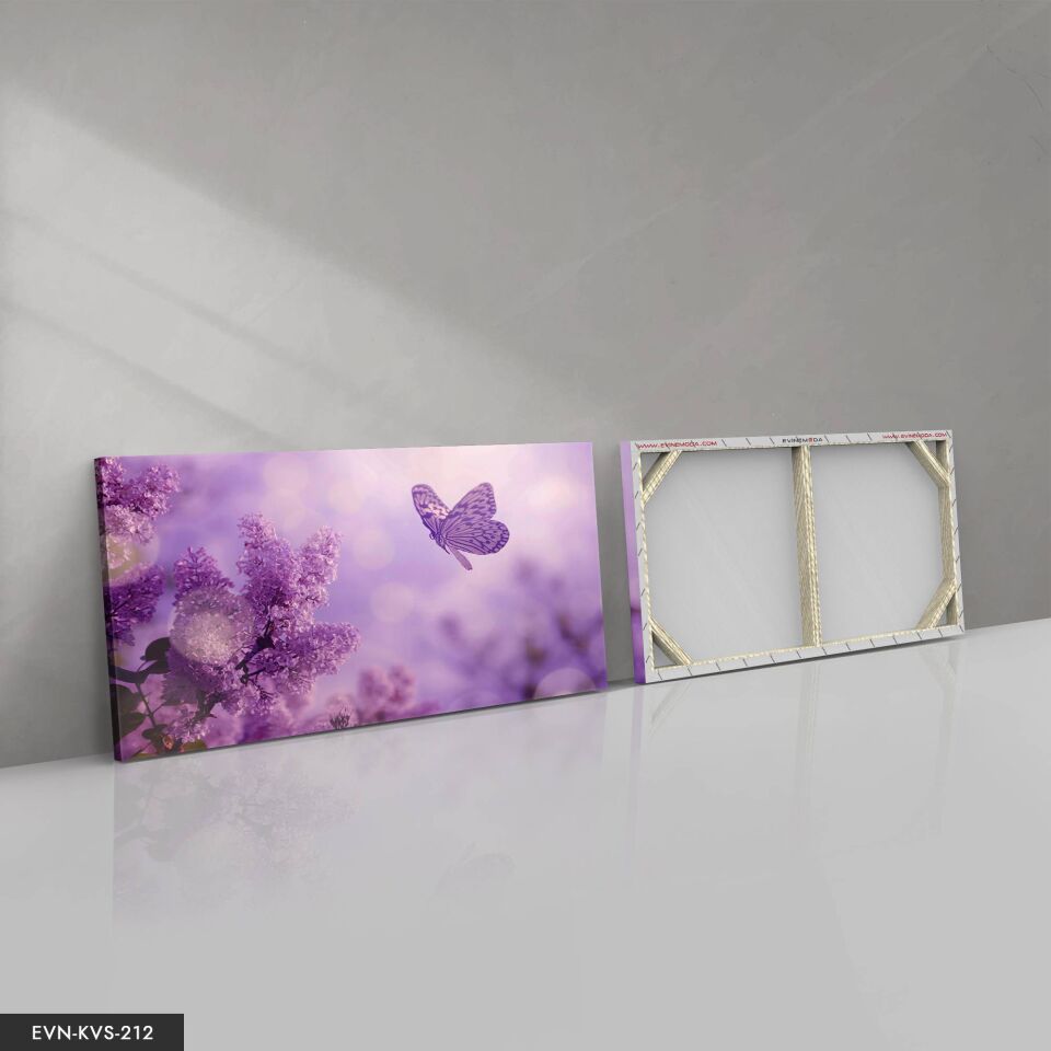 Mor Kelebek Kanvas Tablo 40 x 30 CM - Çok Renkli