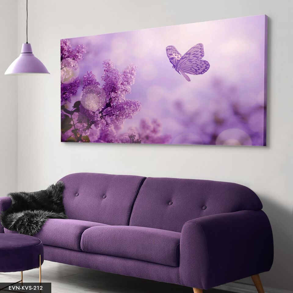 Mor Kelebek Kanvas Tablo 40 x 30 CM - Çok Renkli