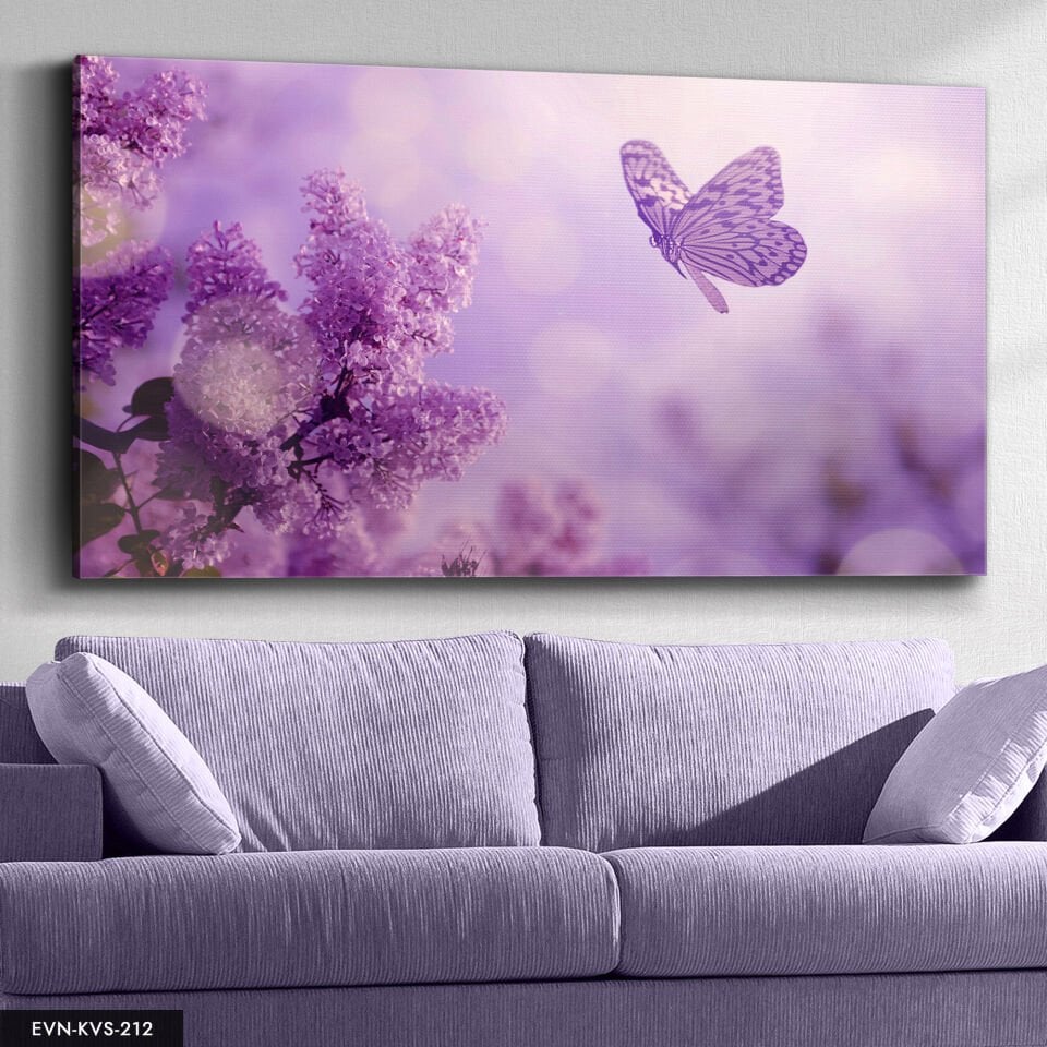 Mor Kelebek Kanvas Tablo