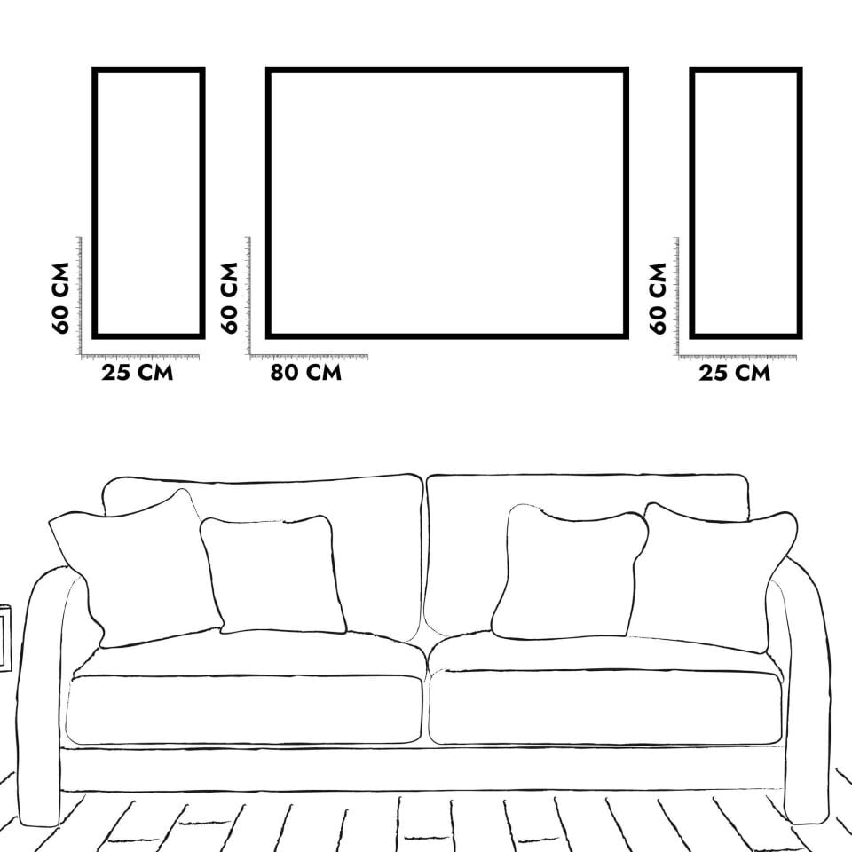 Esmaul Hüsna Yan Dekorlu 3 Parça Pleksi Tablo DKRPLK 130 x 25 CM - Gümüş