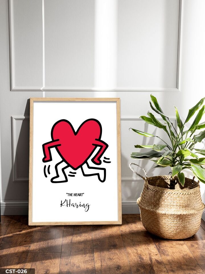 The Heart Tek Parça Ahşap Çerçeveli Tablo Naturel - 40 x 60 CM