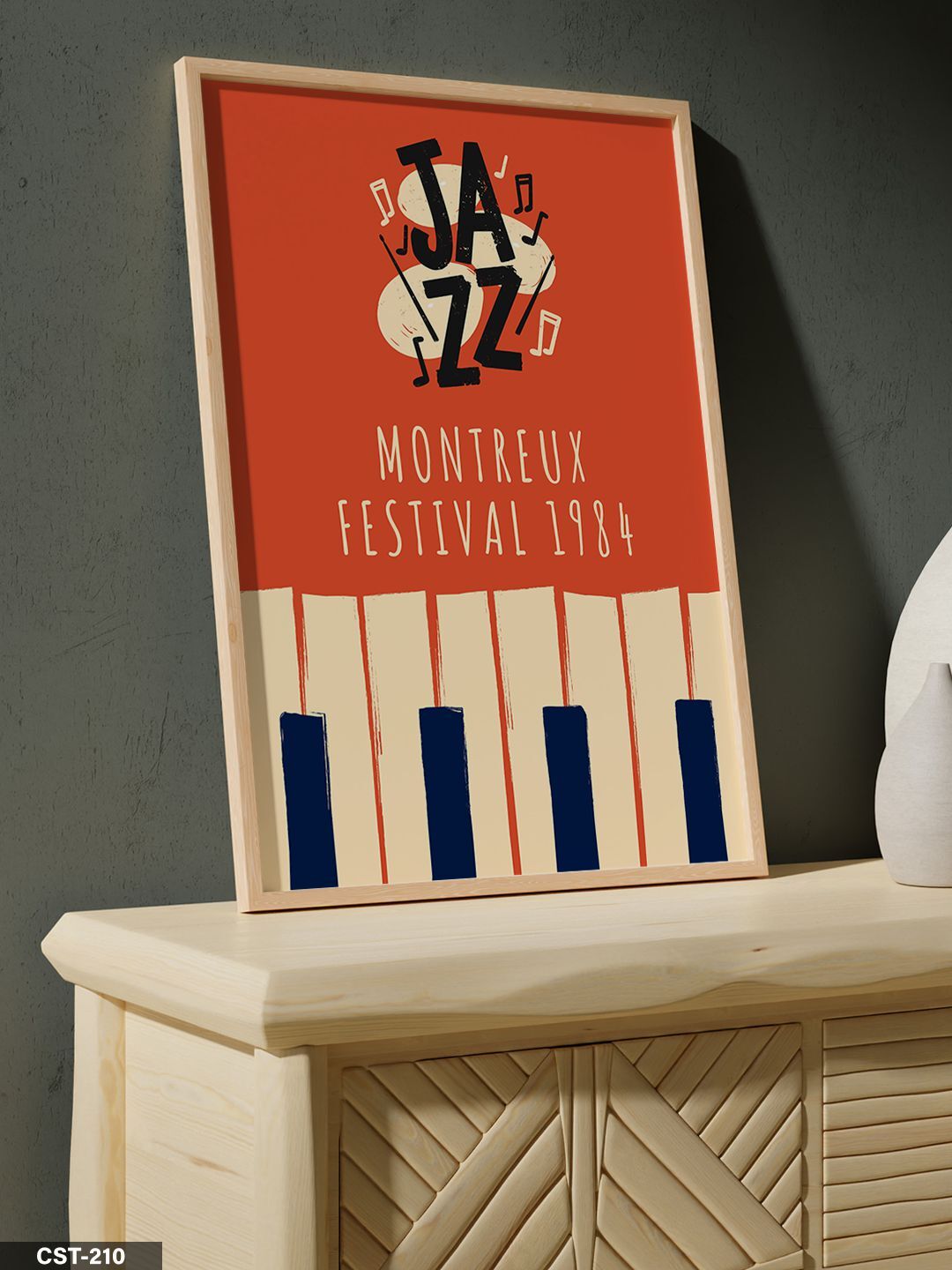 Jazz Montreux Festival Tek Parça Ahşap Çerçeveli Tablo Naturel - 20 x 30 CM